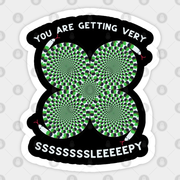 Optical Illusion Green Tree Snakes You Are Getting Very Sleepy Funny Hypnosis Sticker by YourGoods